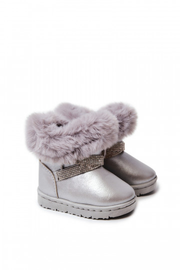 Kindersnowboots met glinsterende ogen in zilverkleur Hollee 2
