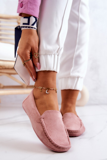 Suède mocassins in roze Morreno