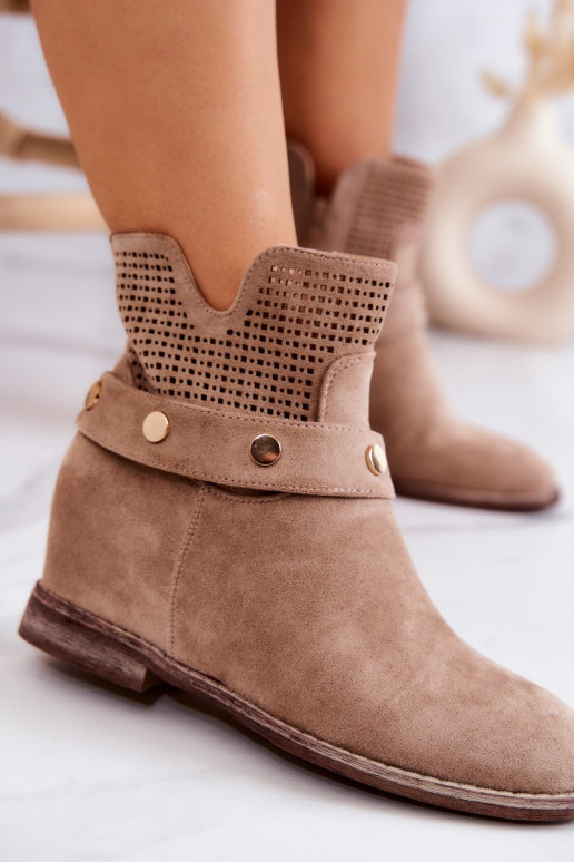 met opengewerkte elementen Laarzen beige Royale met opengewerkte elementen Laarzen beige Royale