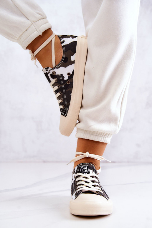 stoffen vrijetijdsschoenen met camouflage BIG STAR JJ274237 Witgrijs