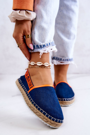 Stoffen espadrilles met een stoer model Big Star JJ274877 donkerblauw