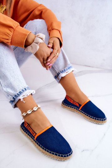 Stoffen espadrilles met een stoer model Big Star JJ274877 donkerblauw 2