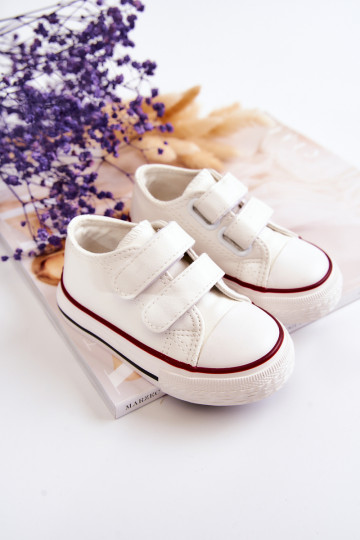 Kindersneakers vrijetijdsschoenen met zelfklevende sluitingen witte kleur Foster 2