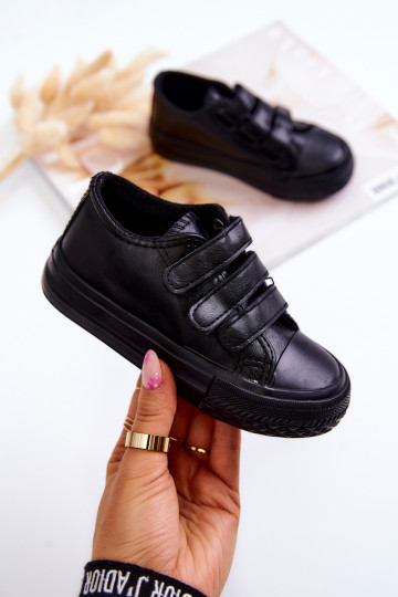 Kindersneakers vrijetijdsschoenen met zelfklevende sluitingen in de kleur Foster zwart