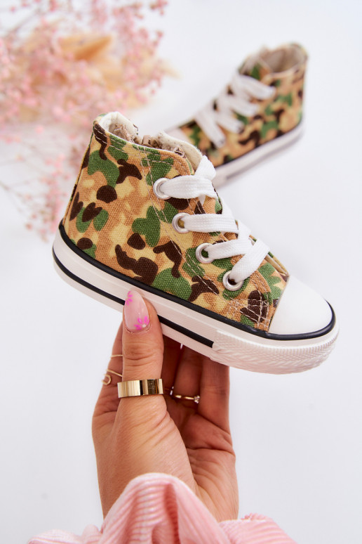 Kindervrijetijdsschoenen met zolen met ritsen beige-groen Filemon Kindervrijetijdsschoenen met zolen met ritsen beige-groen Filemon