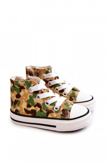 Kindervrijetijdsschoenen met zolen met ritsen beige-groen Filemon 2