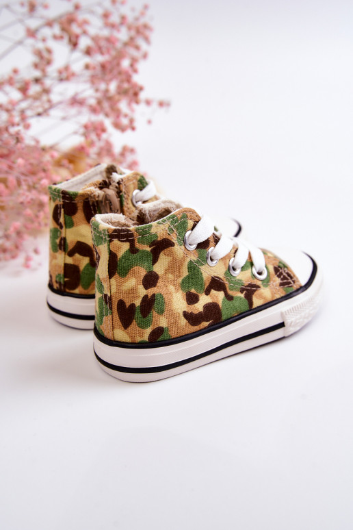 Kindervrijetijdsschoenen met zolen met ritsen beige-groen Filemon Kindervrijetijdsschoenen met zolen met ritsen beige-groen Filemon