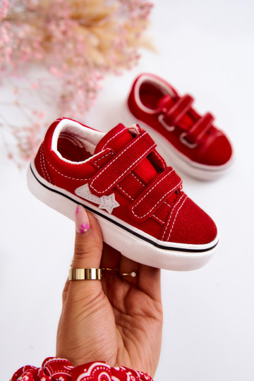 Klassiek model Sneakers met zelfklevende sluitingen in rode kleur Phiris