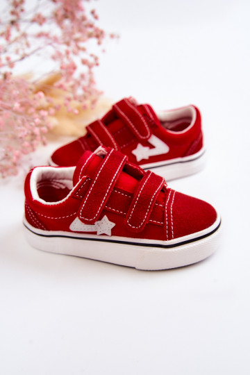 Klassiek model Sneakers met zelfklevende sluitingen in rode kleur Phiris 2