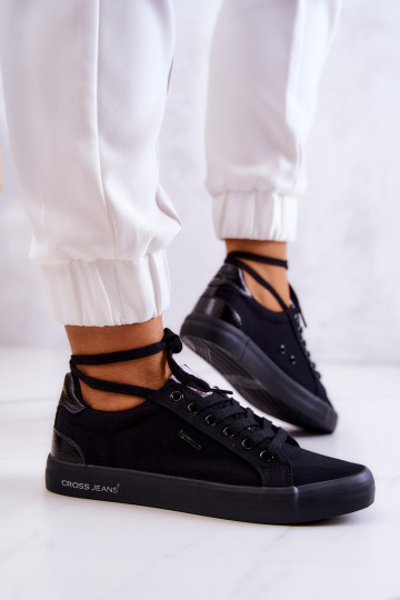 Sneakers met bandjes Cross Jeans JJ2R4039C zwarte kleur