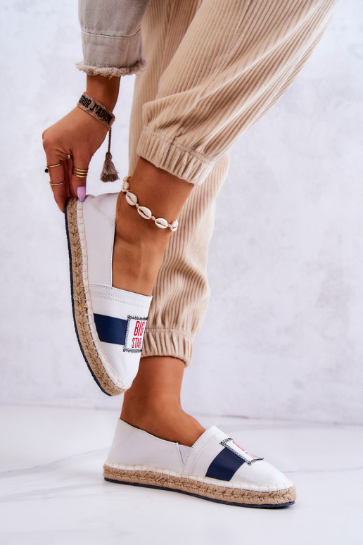 Stijlvolle instapespadrilles Big Star JJ274964 Wit-donkerblauw Stijlvolle instapespadrilles Big Star JJ274964 Wit-donkerblauw