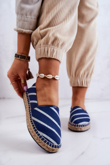 Klassiek model espadrilles Big Star JJ274960 donkerblauw 2