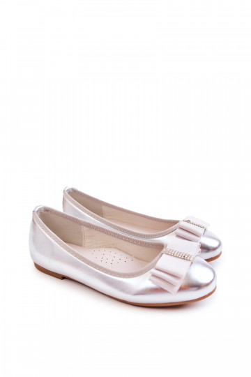 Kinderballerina's versierd met linten in zilverkleur Claril 2