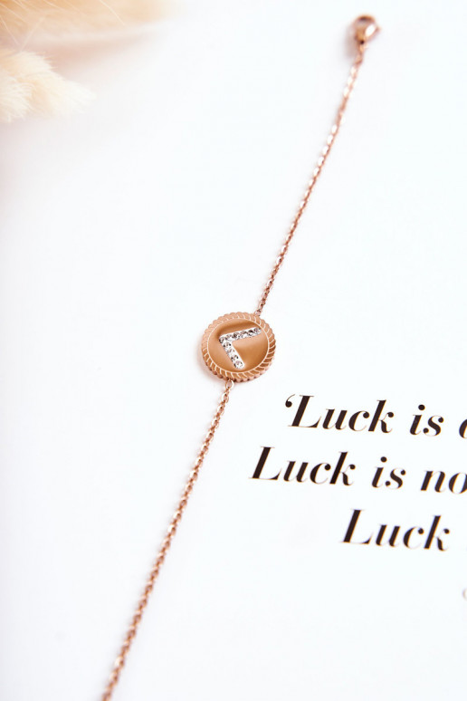 Damesarmband met ornamenten en zirkonia ogen in roze goud Damesarmband met ornamenten en zirkonia ogen in roze goud