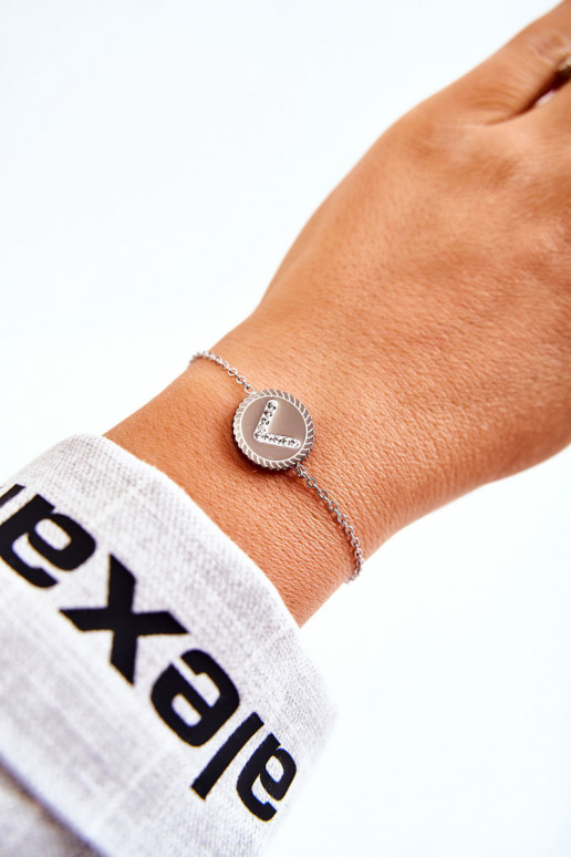 Damesarmband met ornamenten en zirkonia ogen, zilverkleur Damesarmband met ornamenten en zirkonia ogen, zilverkleur