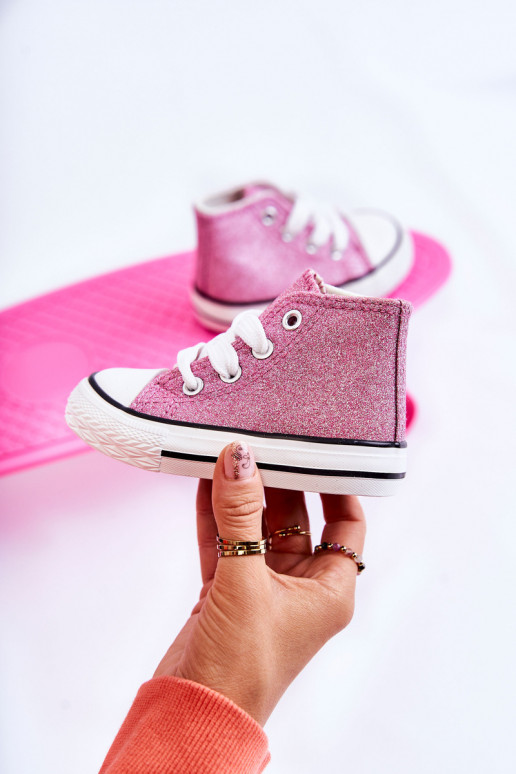 Catrina leren sneakers met hak in roze kleur Catrina leren sneakers met hak in roze kleur