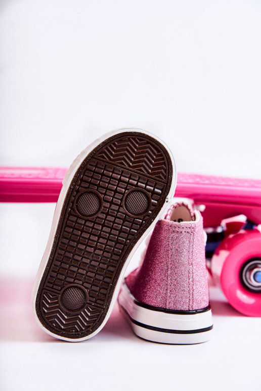 Catrina leren sneakers met hak in roze kleur Catrina leren sneakers met hak in roze kleur