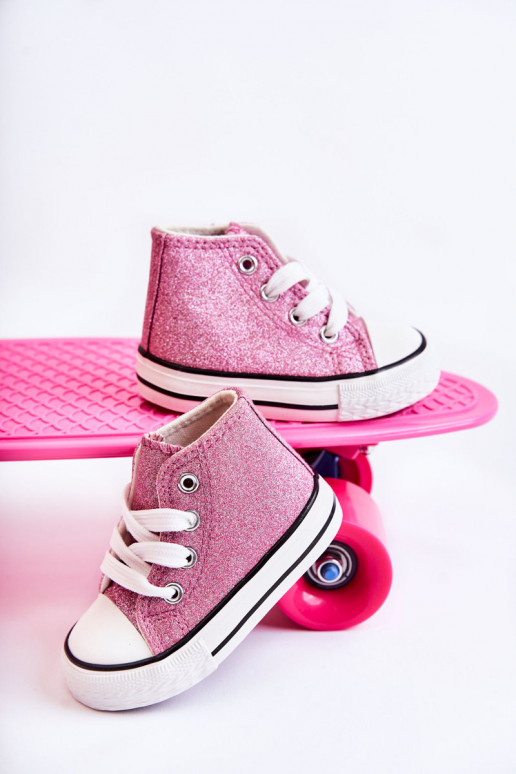 Catrina leren sneakers met hak in roze kleur Catrina leren sneakers met hak in roze kleur