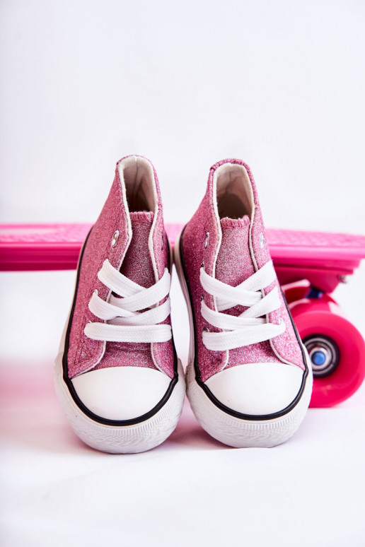 Catrina leren sneakers met hak in roze kleur Catrina leren sneakers met hak in roze kleur