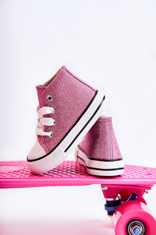 Catrina leren sneakers met hak in roze kleur Catrina leren sneakers met hak in roze kleur