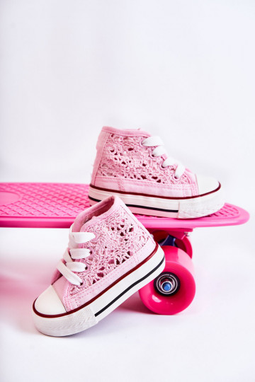 Kindervrijetijdsschoenen met een hak roze kleur Mona