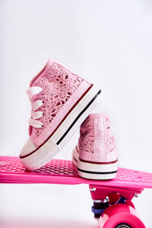 Kindervrijetijdsschoenen met een hak roze kleur Mona Kindervrijetijdsschoenen met een hak roze kleur Mona