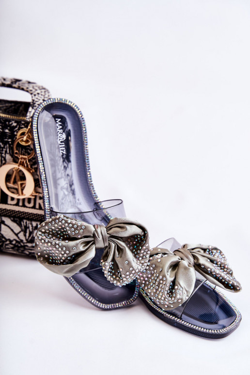 Stijlvolle rubberen pantoffels met linten Zwart en grijs Meriden Stijlvolle rubberen pantoffels met linten Zwart en grijs Meriden