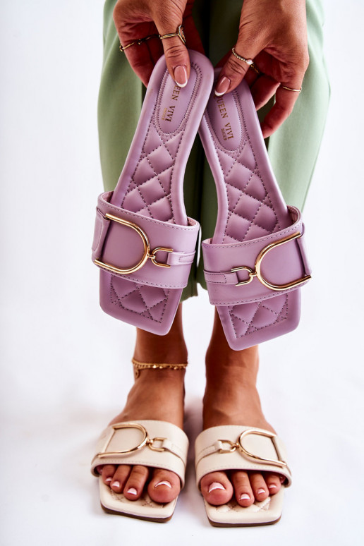 Klassiek model Slippers met ornamenten paarse kleur Shilla Klassiek model Slippers met ornamenten paarse kleur Shilla