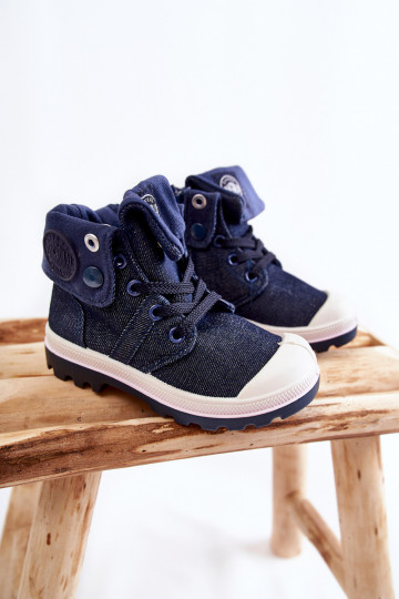 Kindercasual schoenen met bandjes in de donkerblauwe kleur Tobby