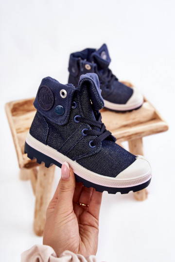 Kindercasual schoenen met bandjes in de donkerblauwe kleur Tobby 2