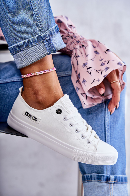 sneakers met platte zolen Big Star KK274010 witte kleur sneakers met platte zolen Big Star KK274010 witte kleur