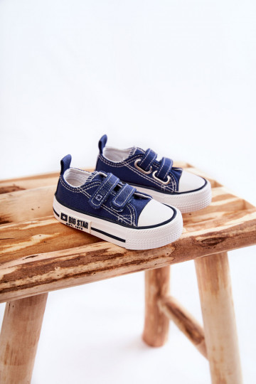 Kindervrijetijdsschoenen met zelfklevende sluiting BIG STAR KK374075 donkerblauw