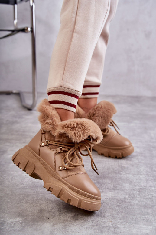 verwarmde Laarzen schoenen beige kleur Charles verwarmde Laarzen schoenen beige kleur Charles