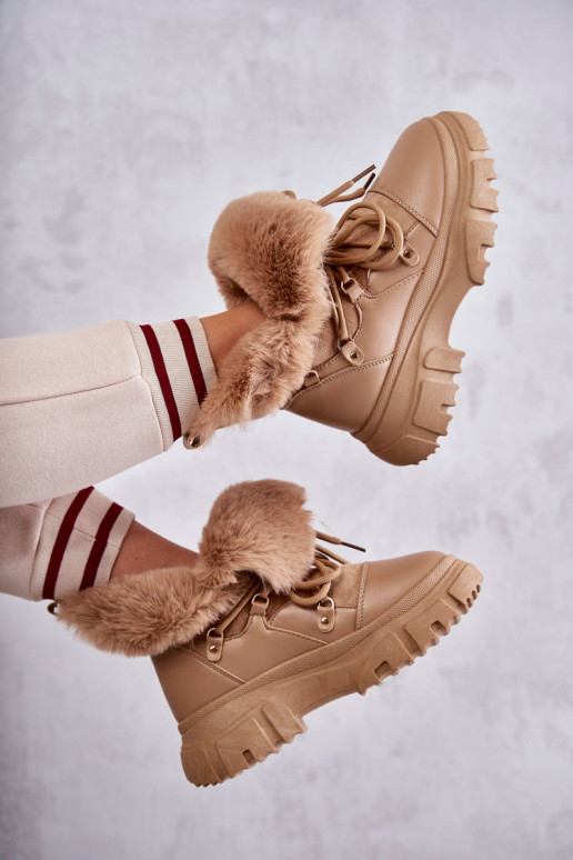 verwarmde Laarzen schoenen beige kleur Charles verwarmde Laarzen schoenen beige kleur Charles