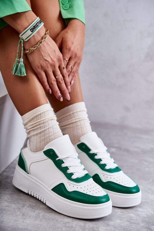 sneakers met plateau Wit-groen Kyllie sneakers met plateau Wit-groen Kyllie