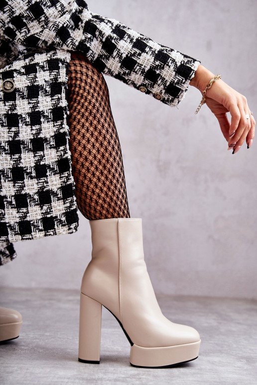 Laarzen met hakken beige Kaysa Laarzen met hakken beige Kaysa