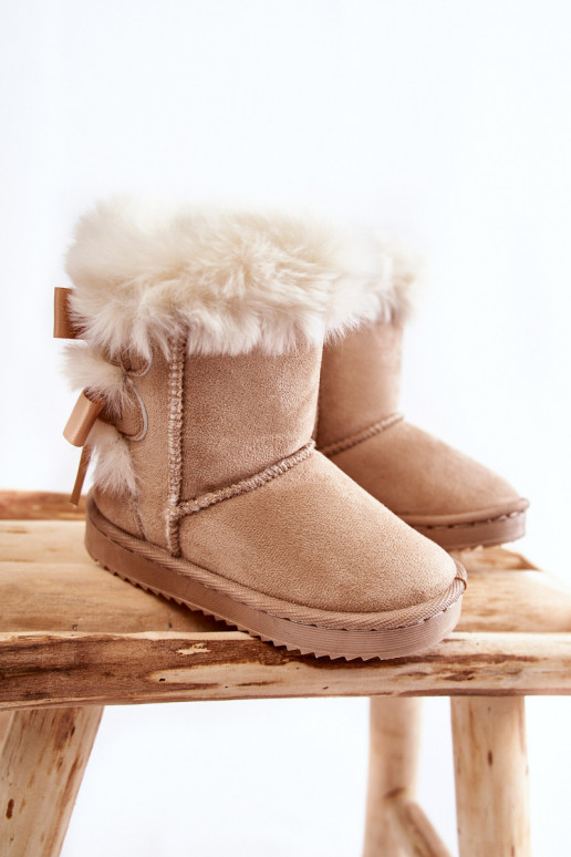 Warme kinderlaarsjes met linten snowboots ivoor Funky