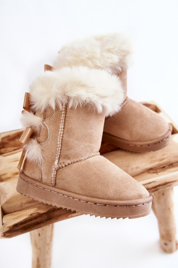 Warme kinderlaarsjes met linten snowboots ivoor Funky 2