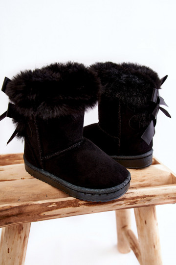 Warme kinderschoenen met linten snowboots in de kleur Funky zwart