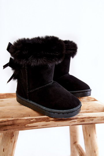 Warme kinderschoenen met linten snowboots in de kleur Funky zwart 2
