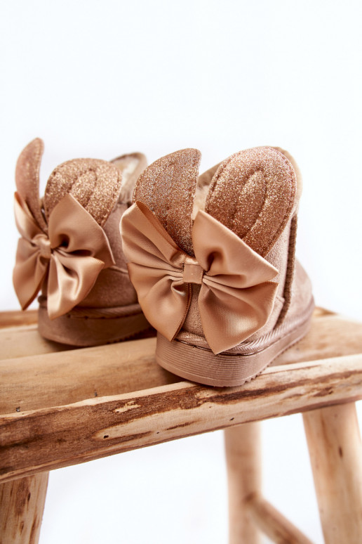 Verwarmde kindersnowboots met linten beige Meriva Verwarmde kindersnowboots met linten beige Meriva