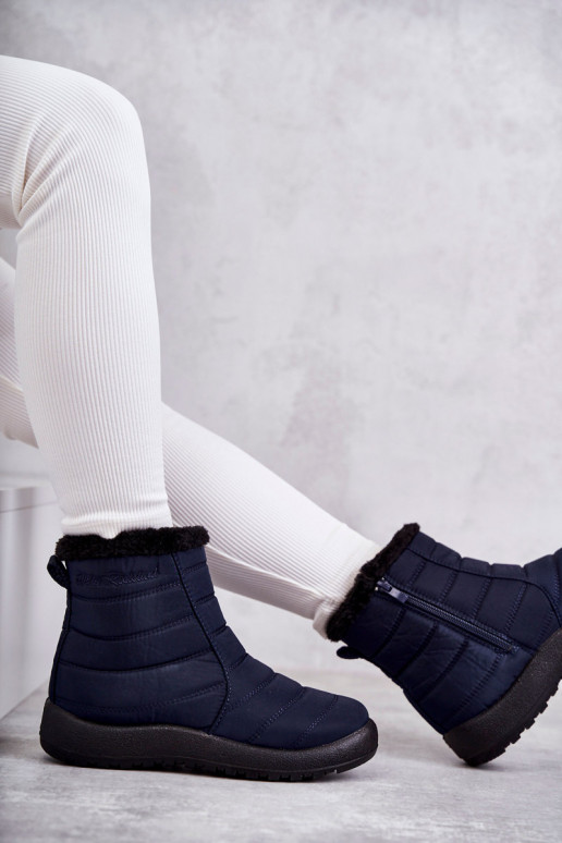 Verwarmde dames snowboots in de donkerblauwe kleur Mezyss