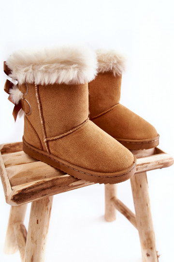 Warme kinderschoenen met linten snowboots beige Funky