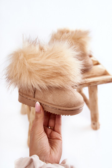 Kindersnowboots met bont in de beige kleur Ariana