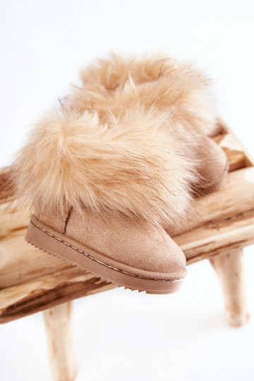 Kindersnowboots met bont in de beige kleur Ariana 2