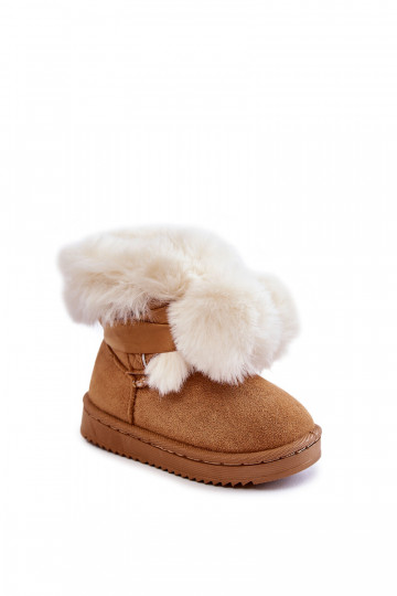 Kinderwarmlaarzen snowboots bruin-witte kleur Roofy 2