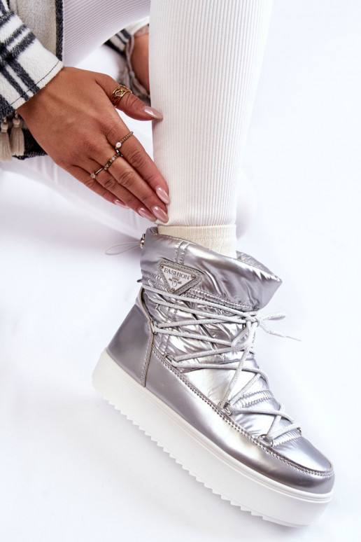 snowboots met veters in zilver Carrios snowboots met veters in zilver Carrios