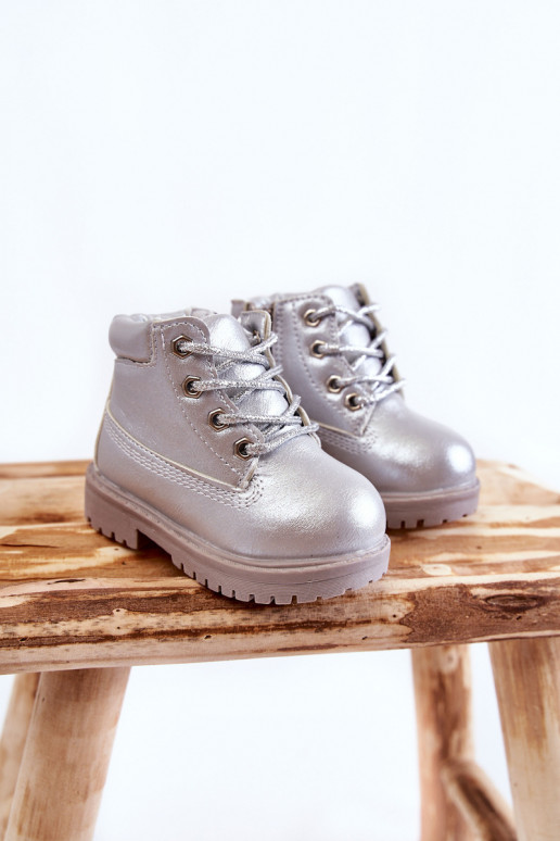 Kinderveterlaarzen met ritsen in zilverkleur Dexter