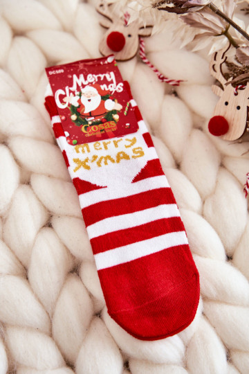 Kinderkerstsokken met strepen Cosas Wit-rode kleur