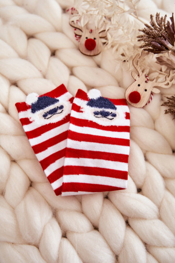 Sokken met strepen Met Kerstman Wit-rode kleuren